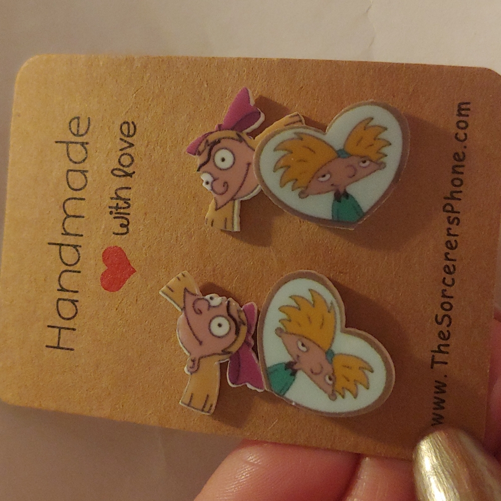 Hey Arnold earring set Helga football head nicktoons 90s NWT unworn
